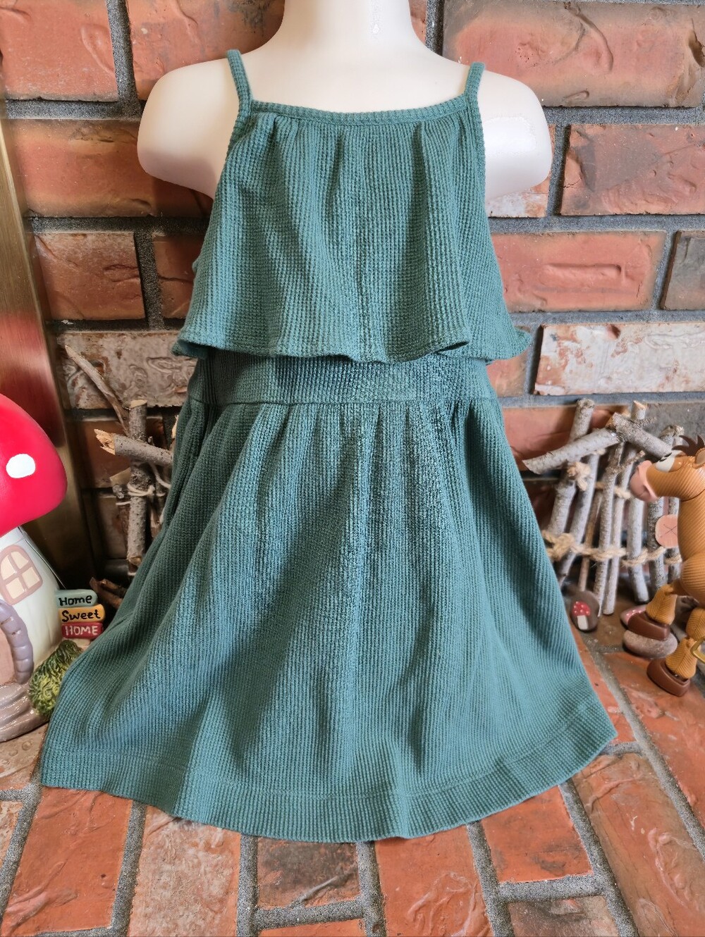 Kate Quinn Spaghetti Ruffle Dress in Juniper